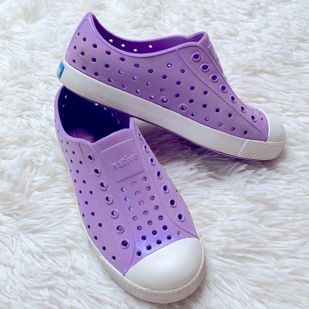 Native Purple Iridescent Jelly Jefferson Slip On Sneakers Girl’s Size Girl’s 1